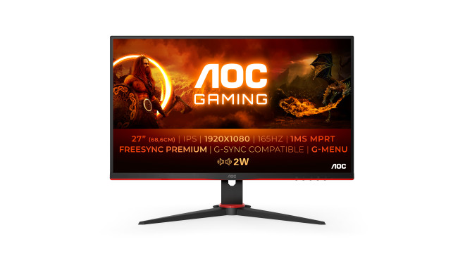AOC | Gaming Monitor | 27G2SPAE/BK | 27 " | IPS | FHD | 16:9 | 165 Hz | 1 ms | 1920 x 1080 | 250 cd/