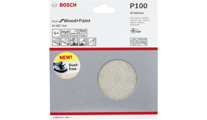 Bosch Abrasive Sanding Sheet 150mm K100 5x        M480