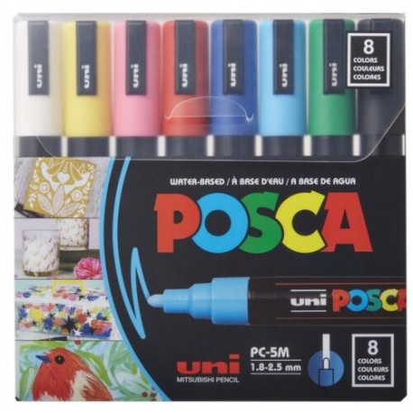 Marker UNI Posca PC5M, põhivärvid 8tk, 1,8-2,5mm