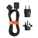 Baseus Universal PowerCombo cable / extension cord with mini power strip 1m black (EU and UK power a