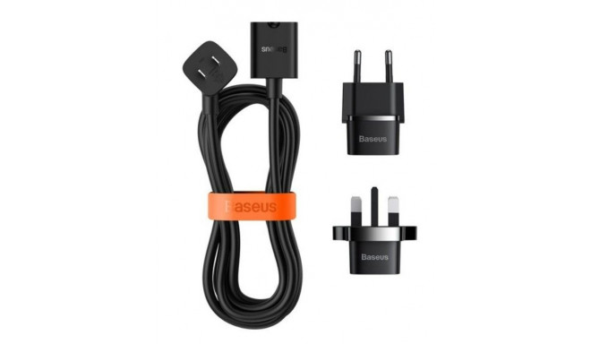 Baseus Universal PowerCombo cable / extension cord with mini power strip 1m black (EU and UK power a