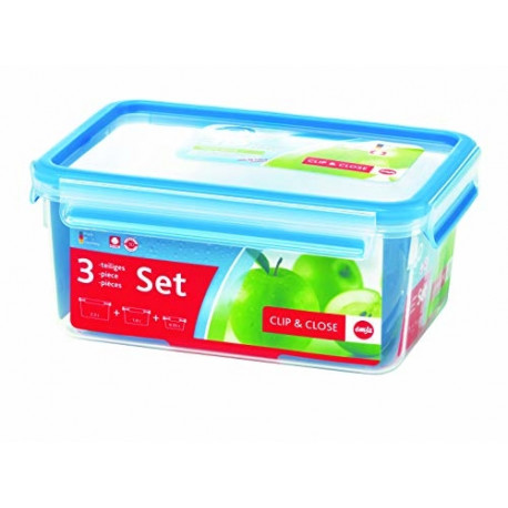 Emsa Clip & Close Food Container Set- Set of 3 - 0.55 / 1.0 / 2.3 L