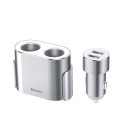 BASEUS high efficiency one to two cigarette lighter x2 80W + car charger 2xUSB 3,1A CRDYQ-0S silver