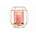 Candleholder Pink Golden Lantern Metal Glass (19 x 20 x 19 cm)