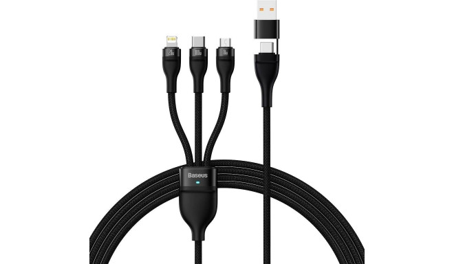 Baseus USB cable USB-A + USB-C - USB-C + microUSB + Lightning 1.2 m Black (CASS030101)