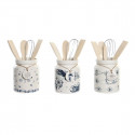 Pot for Kitchen Utensils DKD Home Decor Blue Metal White Dolomite MDF Wood 12 x 12 x 25 cm (3 Units) Pot for Kitchen Utensils DKD Home Decor Blue Metal White Dolomite MDF Wood 12 x 12 x 25 cm (3 Units)