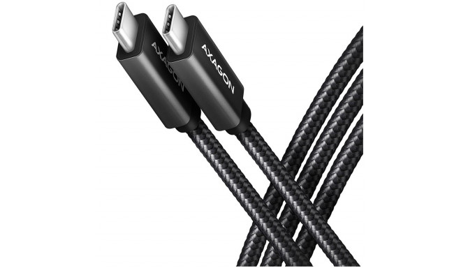 Axagon Data and charging USB 3.2 Gen 2 cable lengh 1 m. PD 100W, 5A, 4K HD video. Black braided.