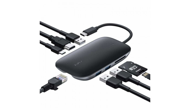 AUKEY CB-C71 interface hub 5000 Mbit/s Black