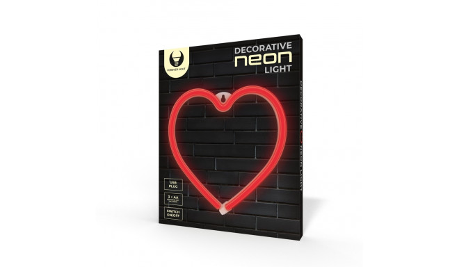 Neon LED Light HEART red Bat + USB FLNE07 Forever Light