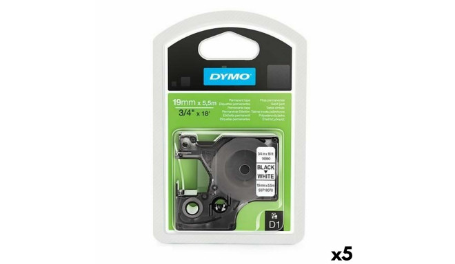 Термотрансферная лента Dymo D1 16960 Белый Чёрный 19 mm x 5,5 m (5 штук)