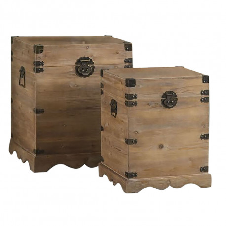 Set of Chests DKD Home Decor Metal Fir Fir wood Oriental 50 x 50 x 61 cm 48 x 48 x 61 cm 50 x 50 x 6