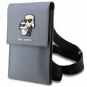 Karl Lagerfeld handbag for phone KLWBSAKCPMG silver hardcase Phone Pounch Universal Saffiano K&C