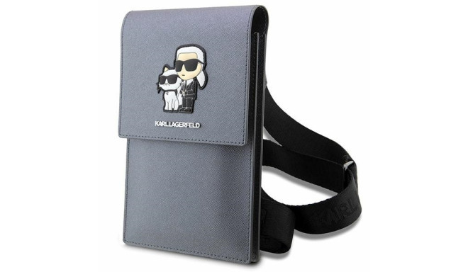 Karl Lagerfeld handbag for phone KLWBSAKCPMG silver hardcase Phone Pounch Universal Saffiano K&C