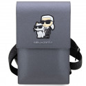 Karl Lagerfeld handbag for phone KLWBSAKCPMG silver hardcase Phone Pounch Universal Saffiano K&C