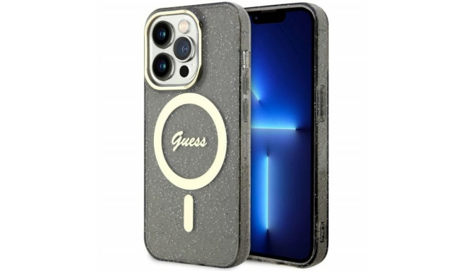 Guess case for iPhone 14 Pro Max 6,7" GUHMP14XHCMCGK black hardcase Magsafe IML Glitter Gold