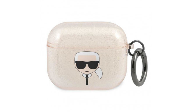 Karl Lagerfeld case for AirPods 3 KLA3UKHGD gold Glitter Karl's Head