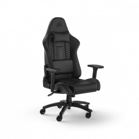 The Corsair TC100 RELAXED Gaming Chair (Leatherette Black) is a racing-inspired erg