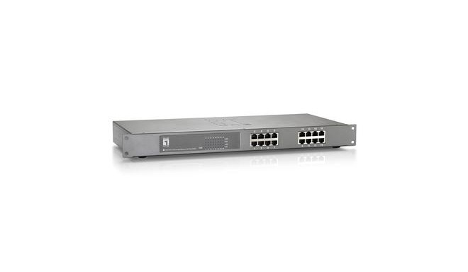 LevelOne 16-Port Fast Ethernet PoE Switch, 802.3at/af PoE, 500W