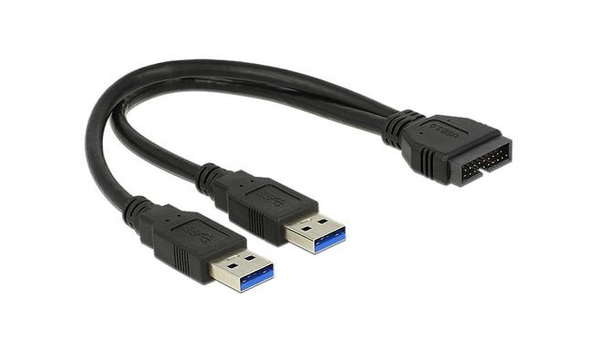 DeLOCK 0.25m USB3.0/2xUSB3.0 USB cable USB 3.2 Gen 1 (3.1 Gen 1) 2 x USB A Black