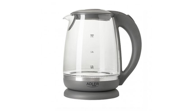 Adler AD 1286 electric kettle 2 L 2200 W Grey, Transparent