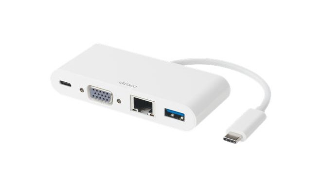 Deltaco USBC-VGA5 notebook dock/port replicator USB 3.2 Gen 1 (3.1 Gen 1) Type-C White