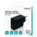 Deltaco USBC-AC137 power plug adapter Type C (Europlug) Black