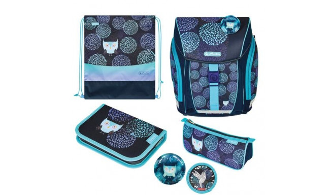 Herlitz FiloLight Plus Flower Owl school bag set Girl Polyester Navy, Turquoise