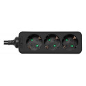 Deltaco GT-0322 power extension 5 m 3 AC outlet(s) Indoor Black