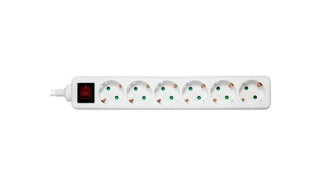 Deltaco GT-0651 power extension 3 m 6 AC outlet(s) Indoor White