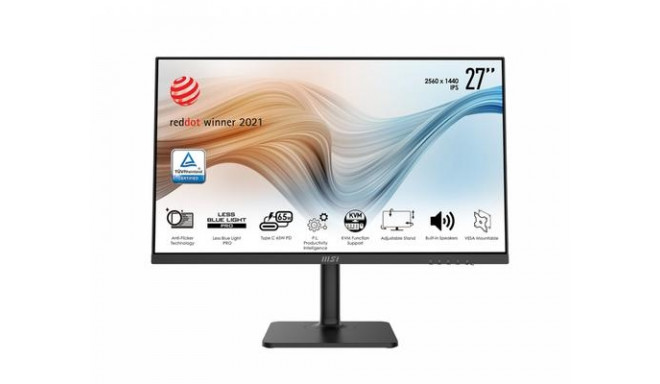 MSI Modern MD272QP 27 Inch Monitor with Adjustable Stand, WQHD (2560 x 1440), 75Hz, IPS, 5ms, HDMI, 