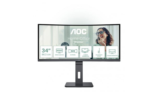 AOC CU34P3CV computer monitor 86.4 cm (34&quot;) 3440 x 1440 pixels UltraWide Quad HD LED Black