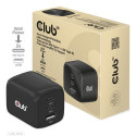 CLUB3D Travel Charger PPS 65Watt GAN technology, Triple port (2x USB Type-C + USB Type-A) Power Deli