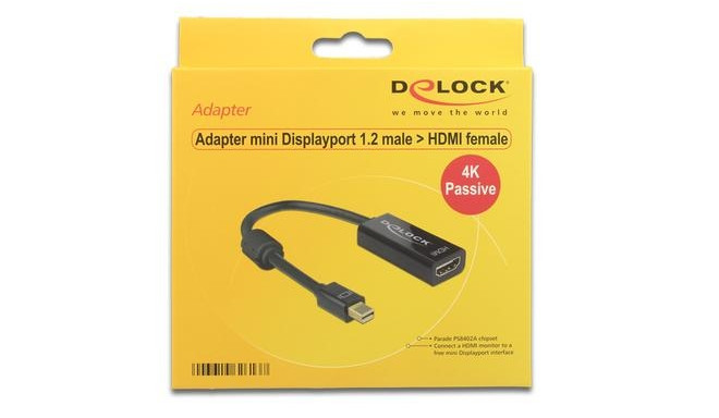 DeLOCK 62613 video cable adapter 0.2 m Mini DisplayPort HDMI Type A (Standard) Black