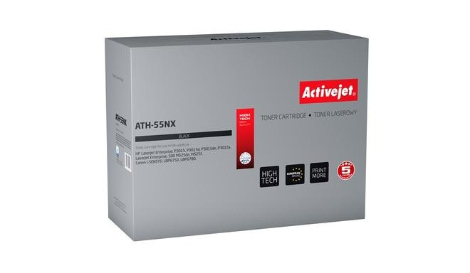 Activejet ATH-55NX toner (replacement for HP 55X CE255X, Canon CRG-724H; Supreme; 12500 pages; black