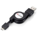 Equip USB 2.0 Type A to Micro-B Retractable Cable, 1.0m , Black