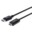 Manhattan DisplayPort 1.2 to HDMI Cable, 4K@60Hz, 3m, Male to Male, DP With Latch, Black, Not Bi-Dir