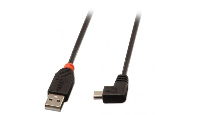 Lindy 2m USB 2.0 Cable - Type A to Mini-B, 90 Degree Right Angle