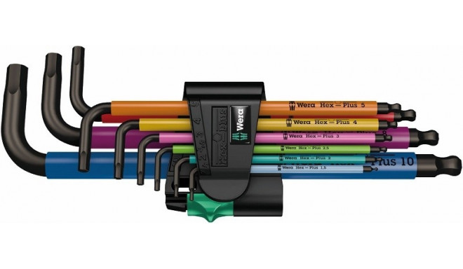 Набор Г-образных ключей HEX-Plus 9шт Wera 950/9 1,5-10мм, многоцветный, BlackLaser