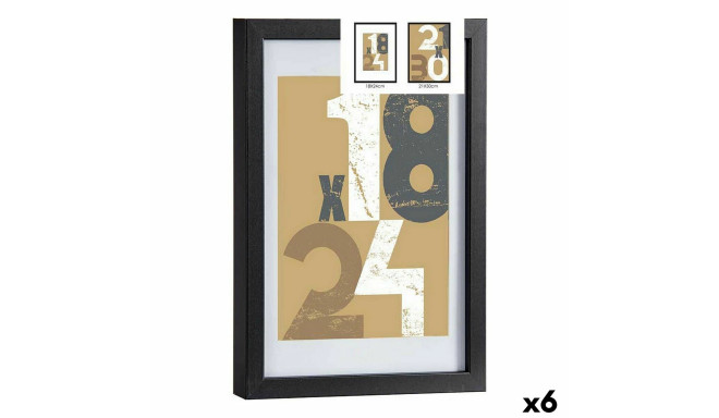 Photo frame 24 x 2,5 x 32,5 cm Black Glass MDF Wood (6 Units)