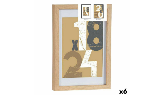 Photo frame 24 x 2,5 x 32,5 cm Natural Glass MDF Wood (6 Units)