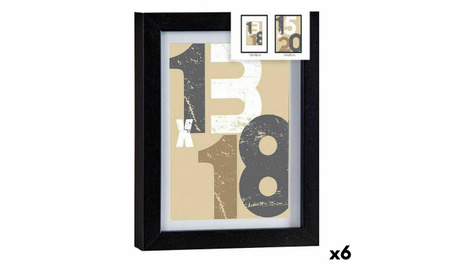 Photo frame 18 x 23 x 2,5 cm Black Glass MDF Wood (6 Units)