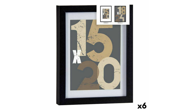 Foto rāmis 20,5 x 2,5 x 26,5 cm Melns Stikls Koks MDF (6 gb.)