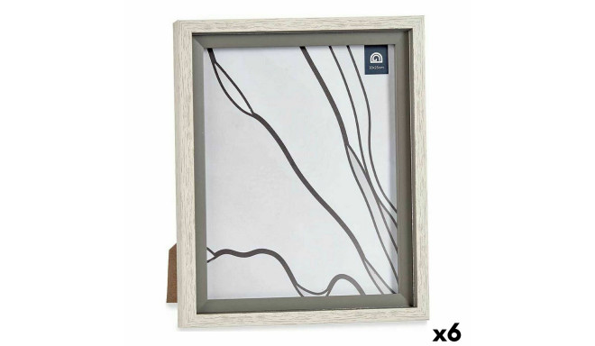 Photo frame 24 x 2 x 29 cm Crystal Grey Wood Brown Plastic (6 Units)