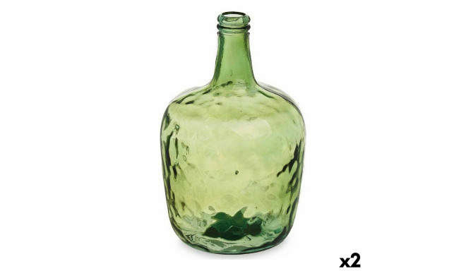 Bottle Smooth Decoration Green 22 x 37,5 x 22 cm (2 Units)