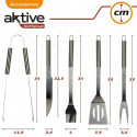 Barbecue utensils Aktive 7,5 x 35 x 1,9 cm Stainless steel Silicone 12 Units (5 Pieces)