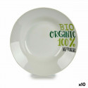 Dziļais šķīvis Organic Balts Zaļš Ø 20,6 cm Porcelāns (10 gb.)