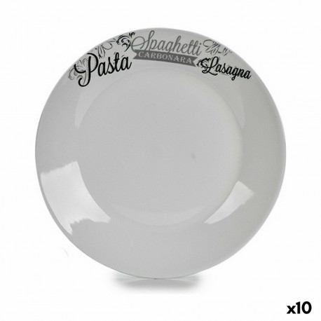 Flat Plate 136900A 136900A White Black Porcelain Printed Paste Ø 24,4 cm 24 x 2,6 x 24 cm (10 Units)