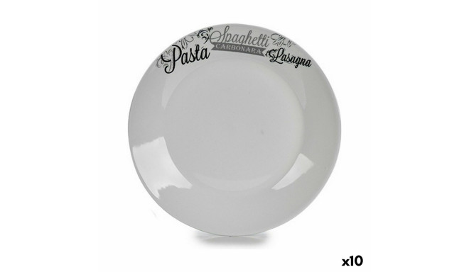 Flat Plate 136900A 136900A White Black Porcelain Printed Paste Ø 24,4 cm 24 x 2,6 x 24 cm (10 Units)