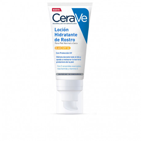 CERAVE hidratante facial para pieles normales y secas con alta protección uvb/uva SPF50 52 ml