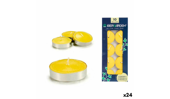 Candle Set Ibergarden HL-1010CIT HL-1010CIT Yellow Metal Wax Citronela 7,5 x 19 x 1,5 cm (24 Units)